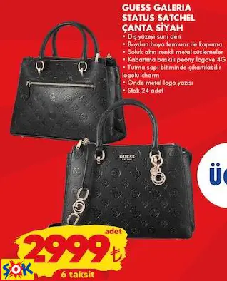 GUESS GALERIA STATUS SATCHEL ÇANTA SİYAH